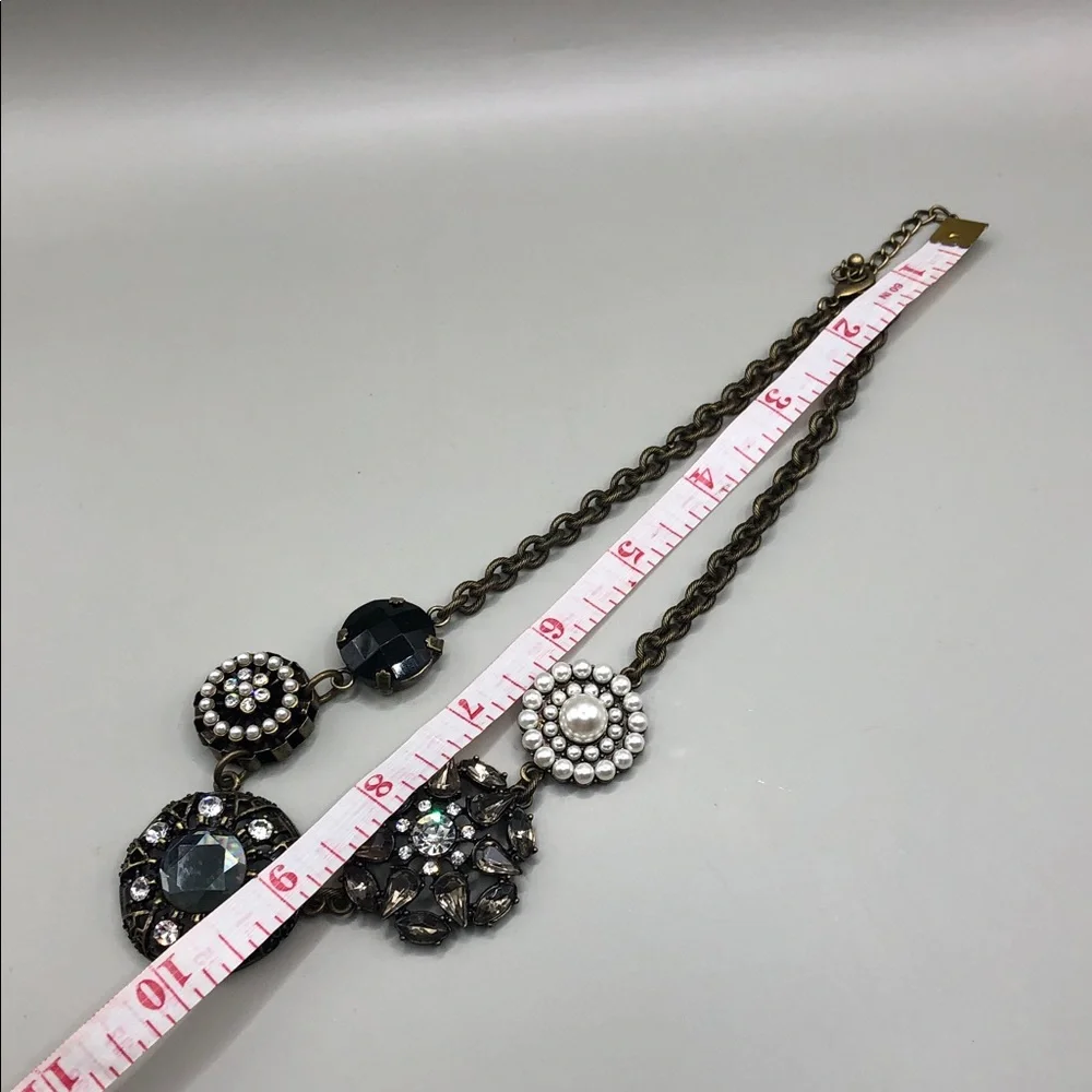 Lia Sophia Curio Chain Necklace + Victorian Style Cameo Bracelet Antiqued Brass.